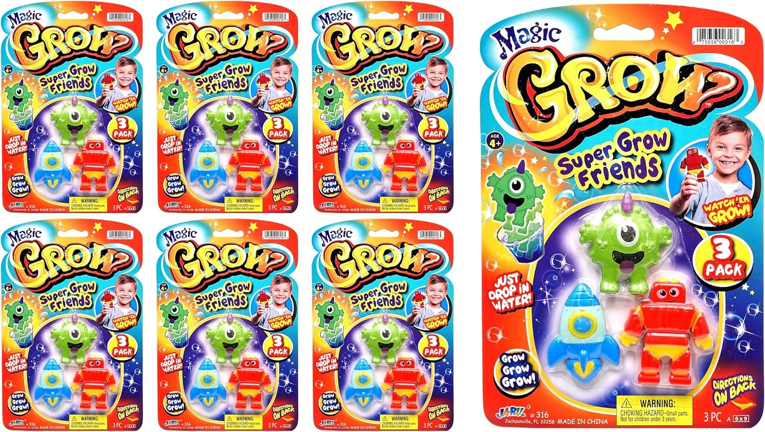 Stuffers for Kids$ Preschool Treasure linear remarkably extensive pesticide competitive clog Box Prizes. 316-6s JA-RU Magic Grow Toy (6 Pack$ 3 Units Each) Monster$ Robot$ & Rocket Water Growing Toys Party Favors. Goodie Bags 