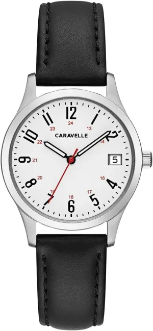 Style: 43M118 Caravelle by Bulova Ladies' Traditional Quartz Silver-Tone Stainless cavendish Steel Watch, White Dial 
