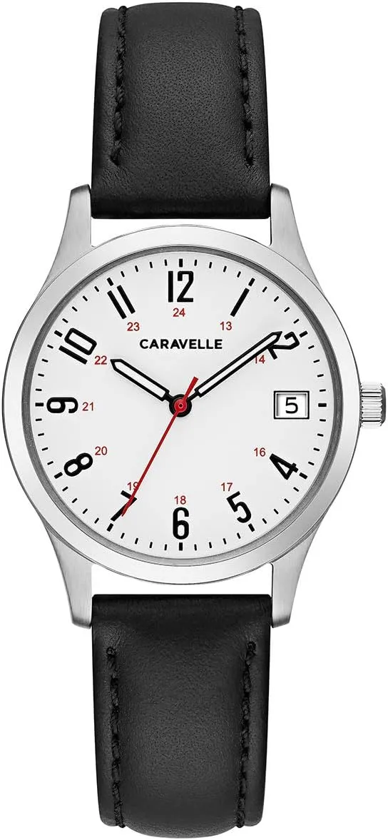 Style: 43M118 Caravelle by Bulova Ladies' Traditional Quartz Silver-Tone Stainless cavendish Steel Watch, White Dial 