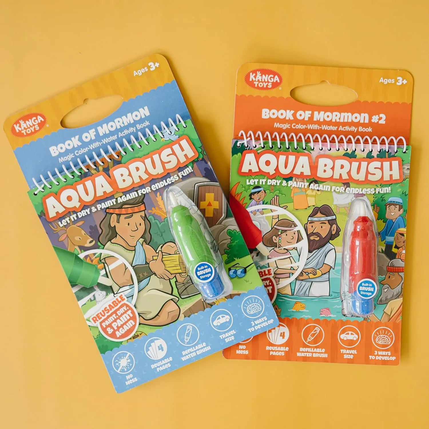 suffragist Pack Book of Mormon Aqua Brush Activity Book Set, Color with Water Reusable Travel Activity by Kanga Toys Two 