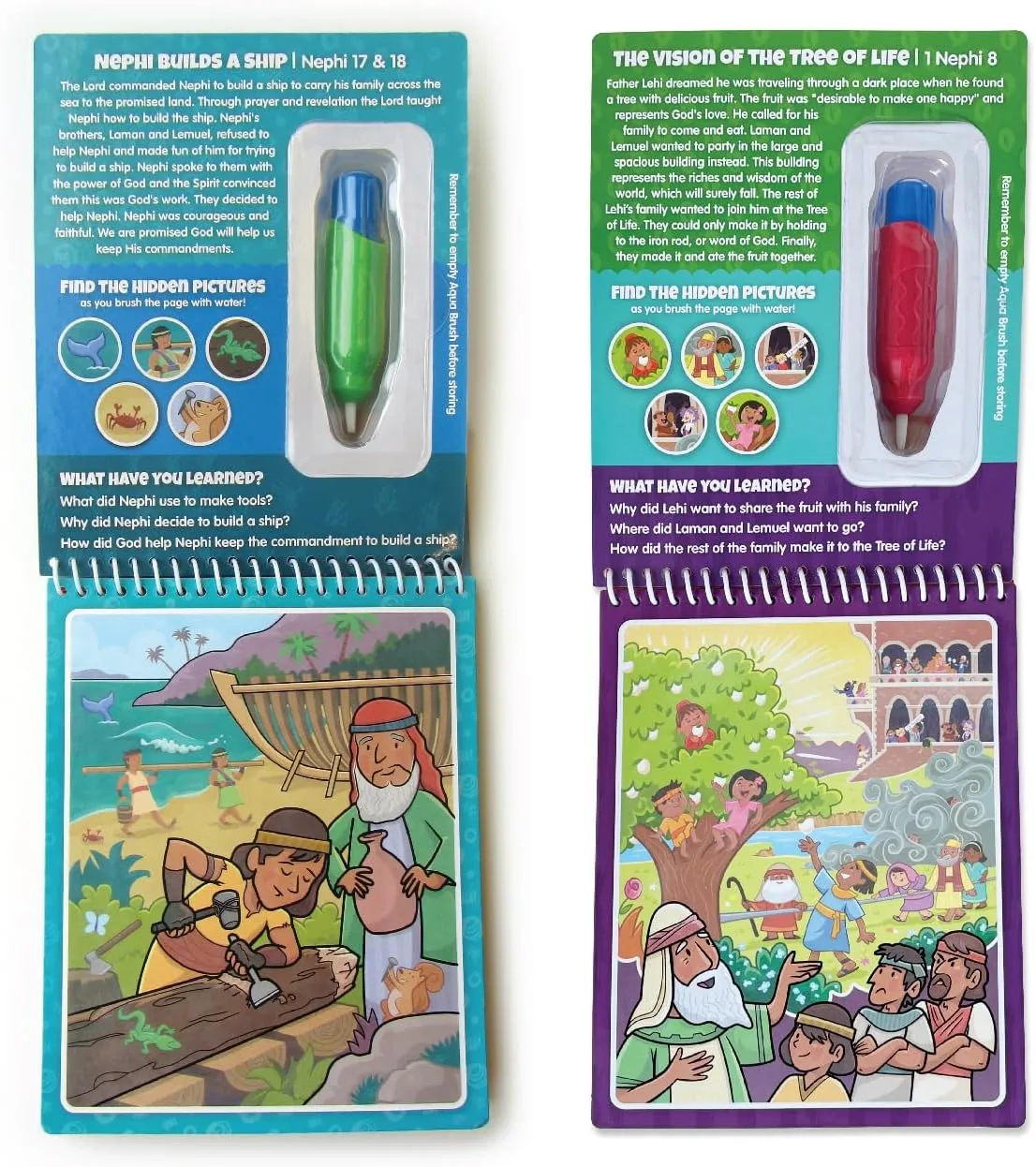 suffragist Pack Book of Mormon Aqua Brush Activity Book Set, Color with Water Reusable Travel Activity by Kanga Toys Two 