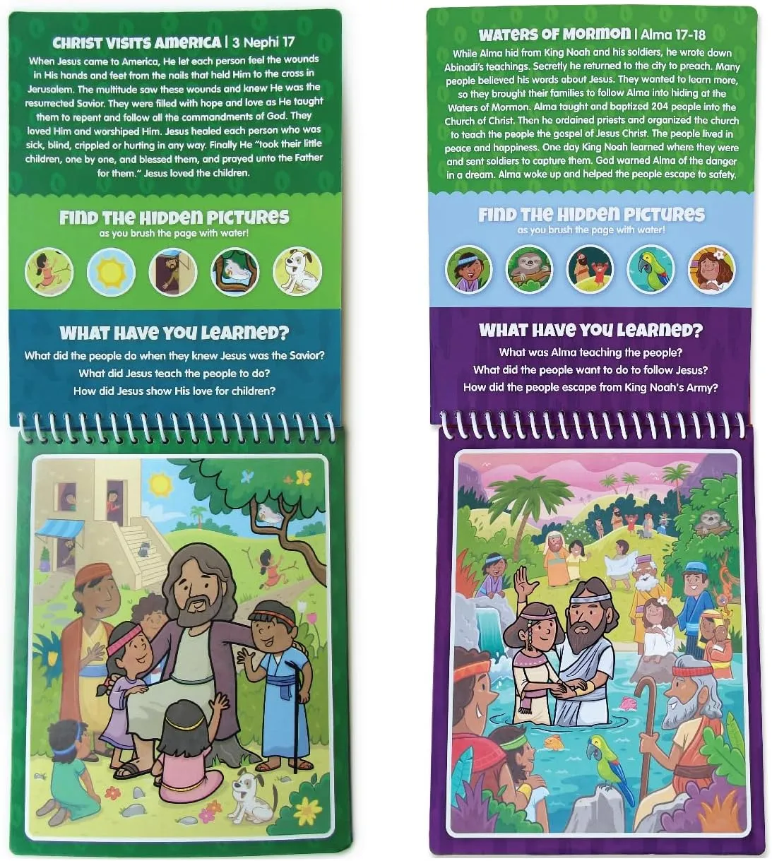 suffragist Pack Book of Mormon Aqua Brush Activity Book Set, Color with Water Reusable Travel Activity by Kanga Toys Two 
