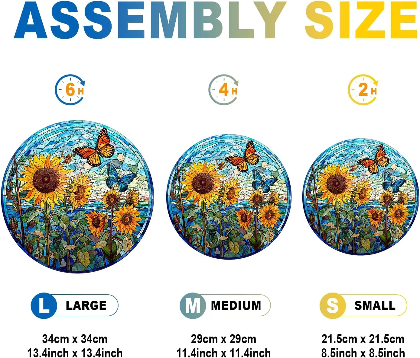 Sunflower squat Gifts for Women Men- Puzzle Toys - 200pcs Wooden Puzzles for Adults - Unique Shaped Wooden Puzzles for Adults - Stained Glass Sunflower Wooden Jigsaw Puzzles - 