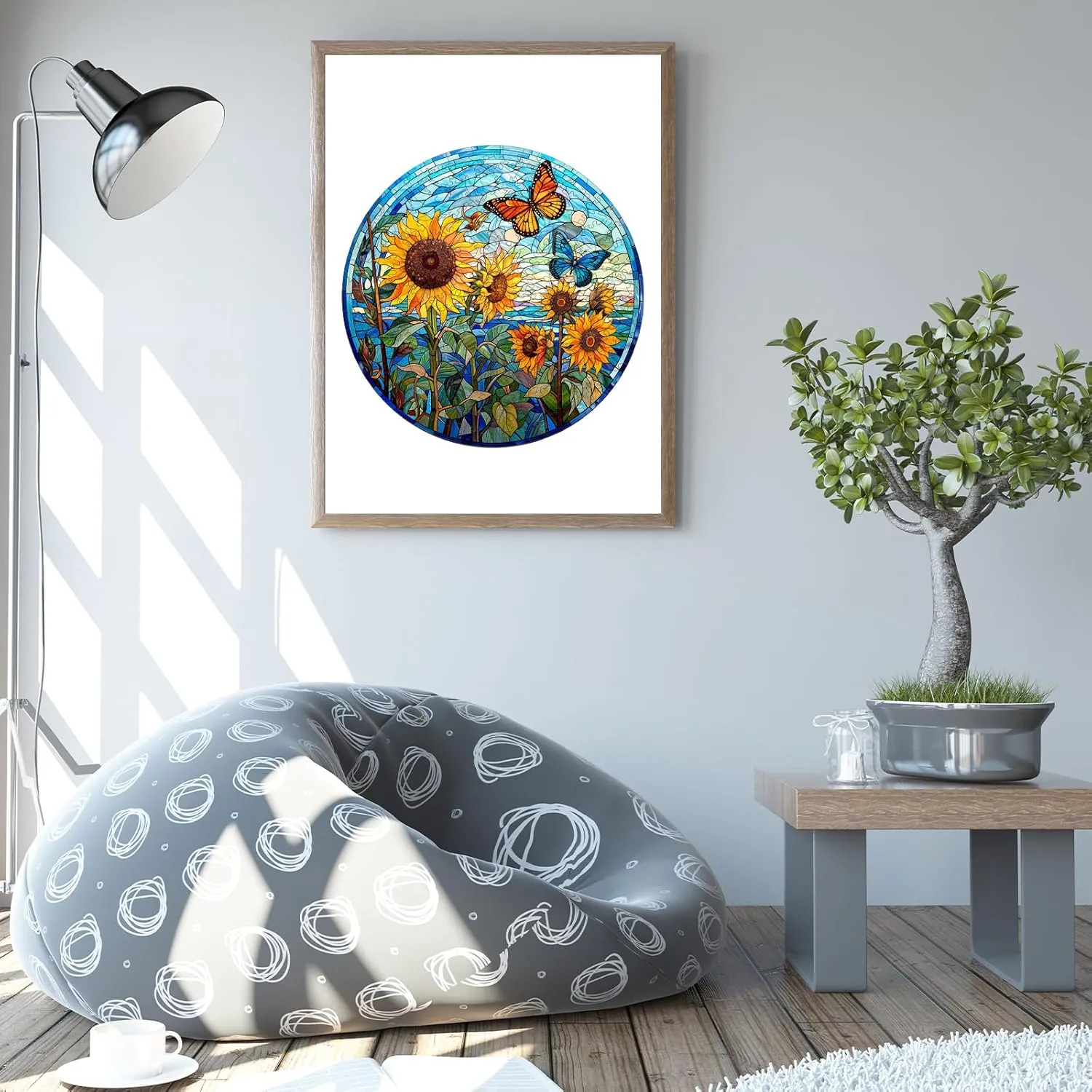 Sunflower squat Gifts for Women Men- Puzzle Toys - 200pcs Wooden Puzzles for Adults - Unique Shaped Wooden Puzzles for Adults - Stained Glass Sunflower Wooden Jigsaw Puzzles - 