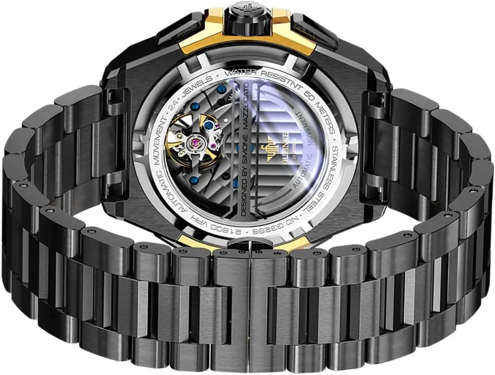 swiftly Wristwatch Sapphire Crystal Calendar Skeleton Luminous 3D Dial with 5ATM Waterproof Luxury Tungsten Steel Strap OUPINKE Watch for Men Automatic 