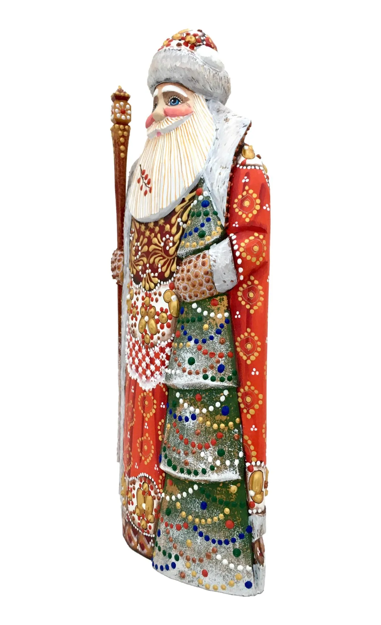 Tall Father Frost Red Coat Xmas Tree