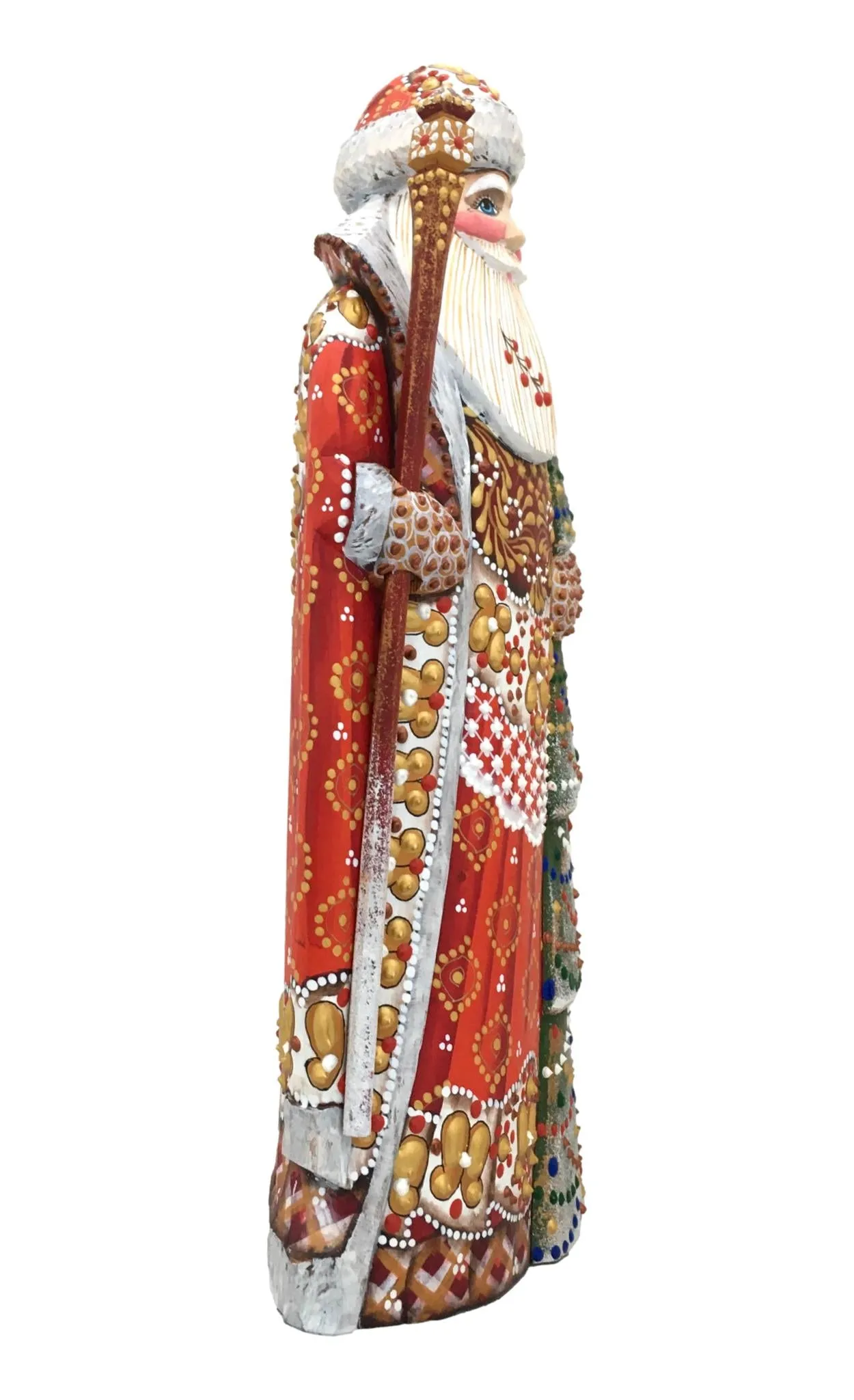 Tall Father Frost Red Coat Xmas Tree