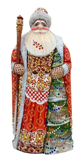Tall Father Frost Red Coat Xmas Tree