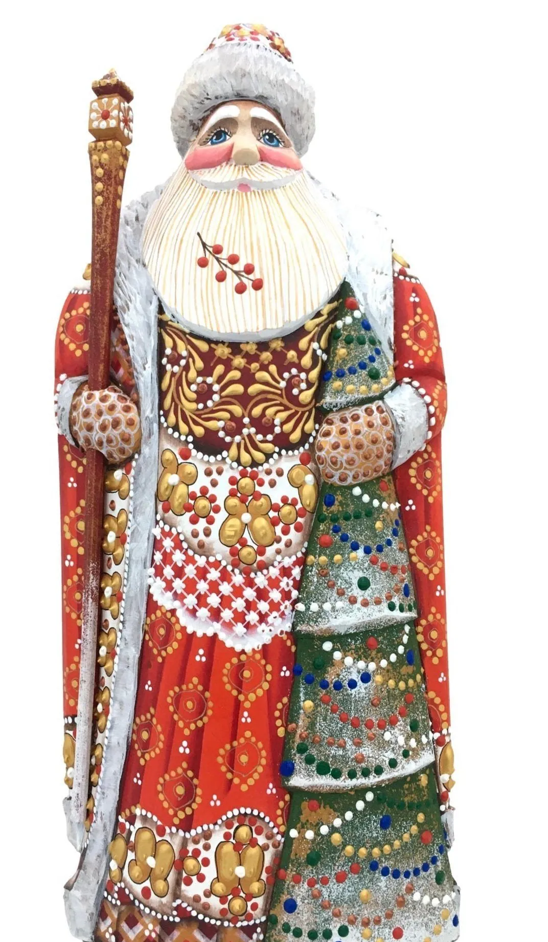 Tall Father Frost Red Coat Xmas Tree