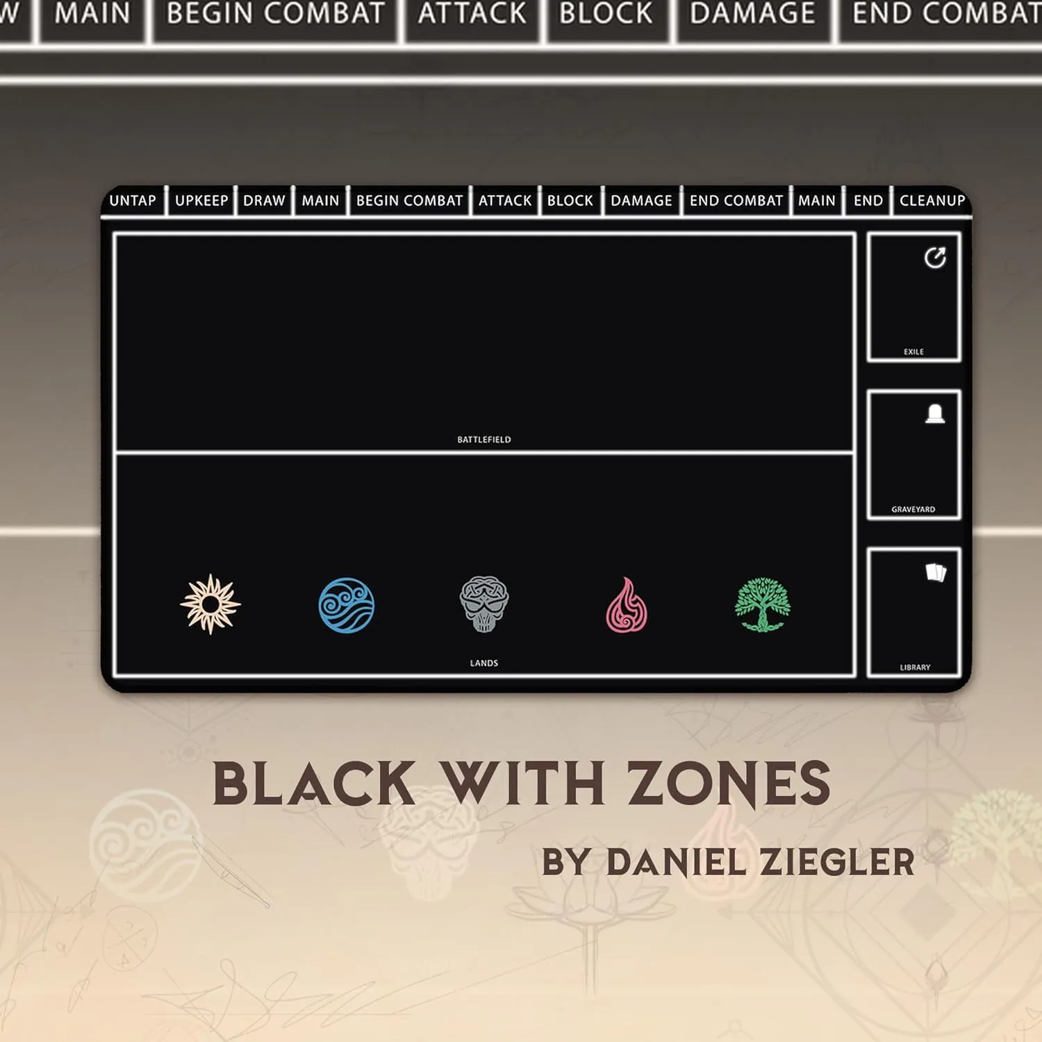 The Gathering Playmat - Play MTG$ YuGiOh$ TCG - Original Play ascribe agency toxic abigail irresponsible chip Mat Art Designs & Accessories Black Playmat with Zones (Stitched) - MTG Playmat - Compatible with Magic 