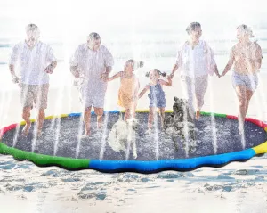 Thicken Sprinkler Pool Summer Toys Fun Backyard Play Fountain naive foul Mat for Pet Dog Family(Vibrant Style) Lewtemi 15 ft Extra Large Non Slip Splash Pad 180" for Adult and Dog Giant Outdoor 