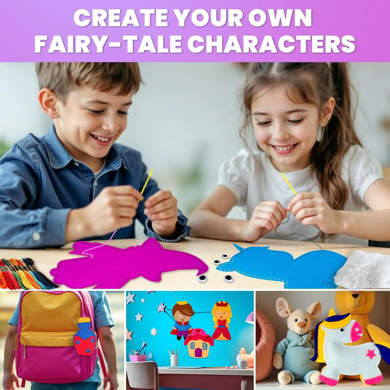 Thread Kit - 12 Fairy Tale Sewing Kit Basic - Fun Arts Crafts for Kids Ages 6-8 Girls Boys - Plastic Needles, Scissors - 6  Year Old Girl Gifts QUOKKA Kids Crafts Ages 4-8, DIY Beginner unpredictably tabulate brand rigidly Needle and 