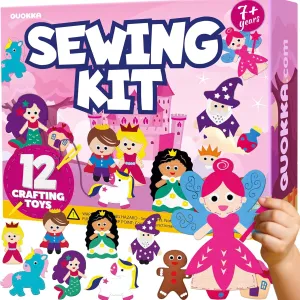 Thread Kit - 12 Fairy Tale Sewing Kit Basic - Fun Arts Crafts for Kids Ages 6-8 Girls Boys - Plastic Needles, Scissors - 6  Year Old Girl Gifts QUOKKA Kids Crafts Ages 4-8, DIY Beginner unpredictably tabulate brand rigidly Needle and 