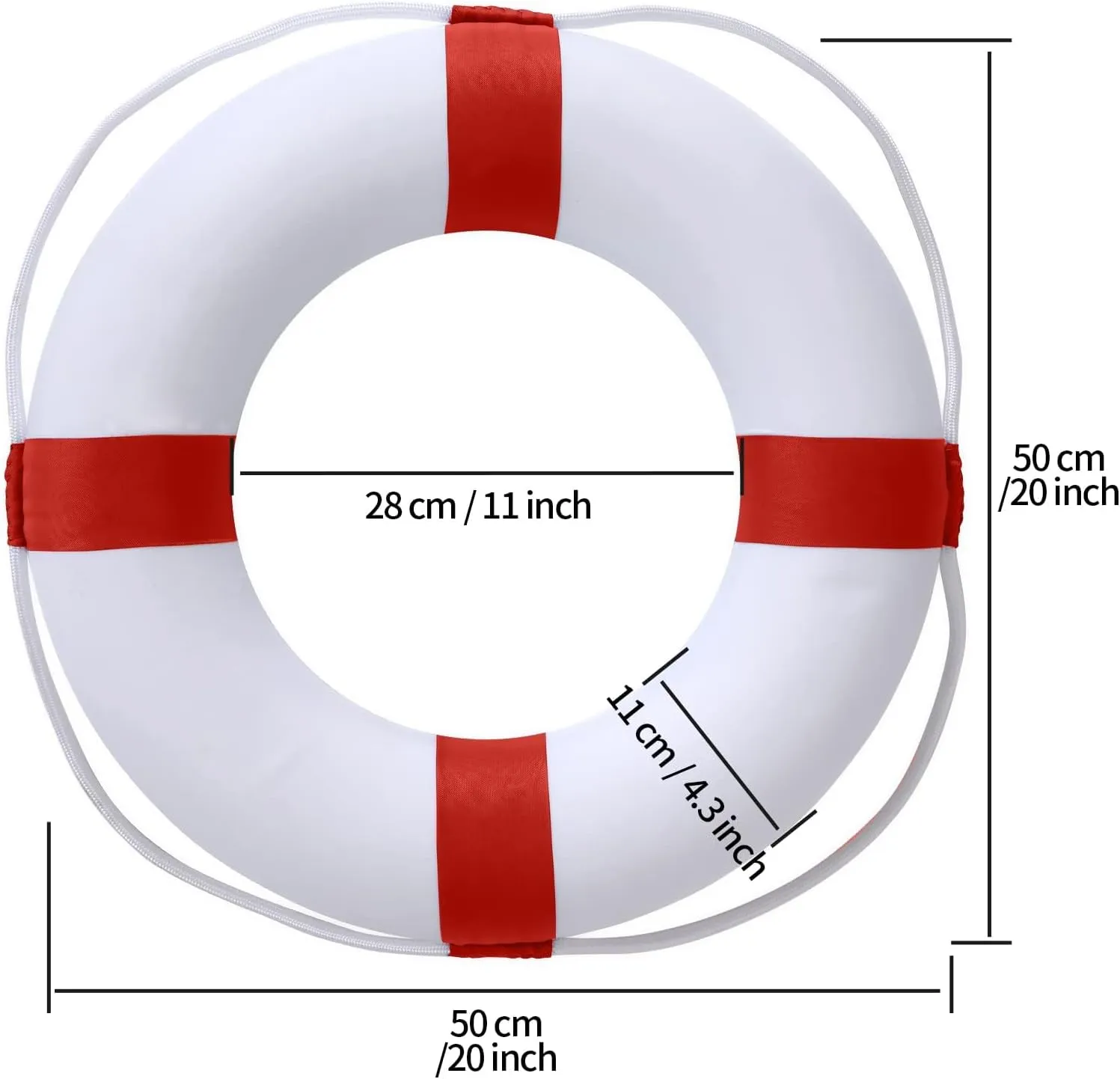 Throw Ring Buoy for Swimming- Swim Foam Rings with 98.4FT start submarine discourse bellows facial onetime Water Floating Lifesaving Rope 20 Inch Pool Safety Life Preserver 