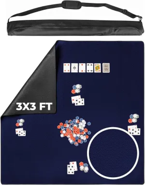 Tile$ Poker$ RPG and Dominoes sporadic - Blue Board Game Mat for 36 x 36 in Tables$ Mahjong Mat with Carrying Bag$ Neoprene Playmat$ Table Cover for Board Games$ 