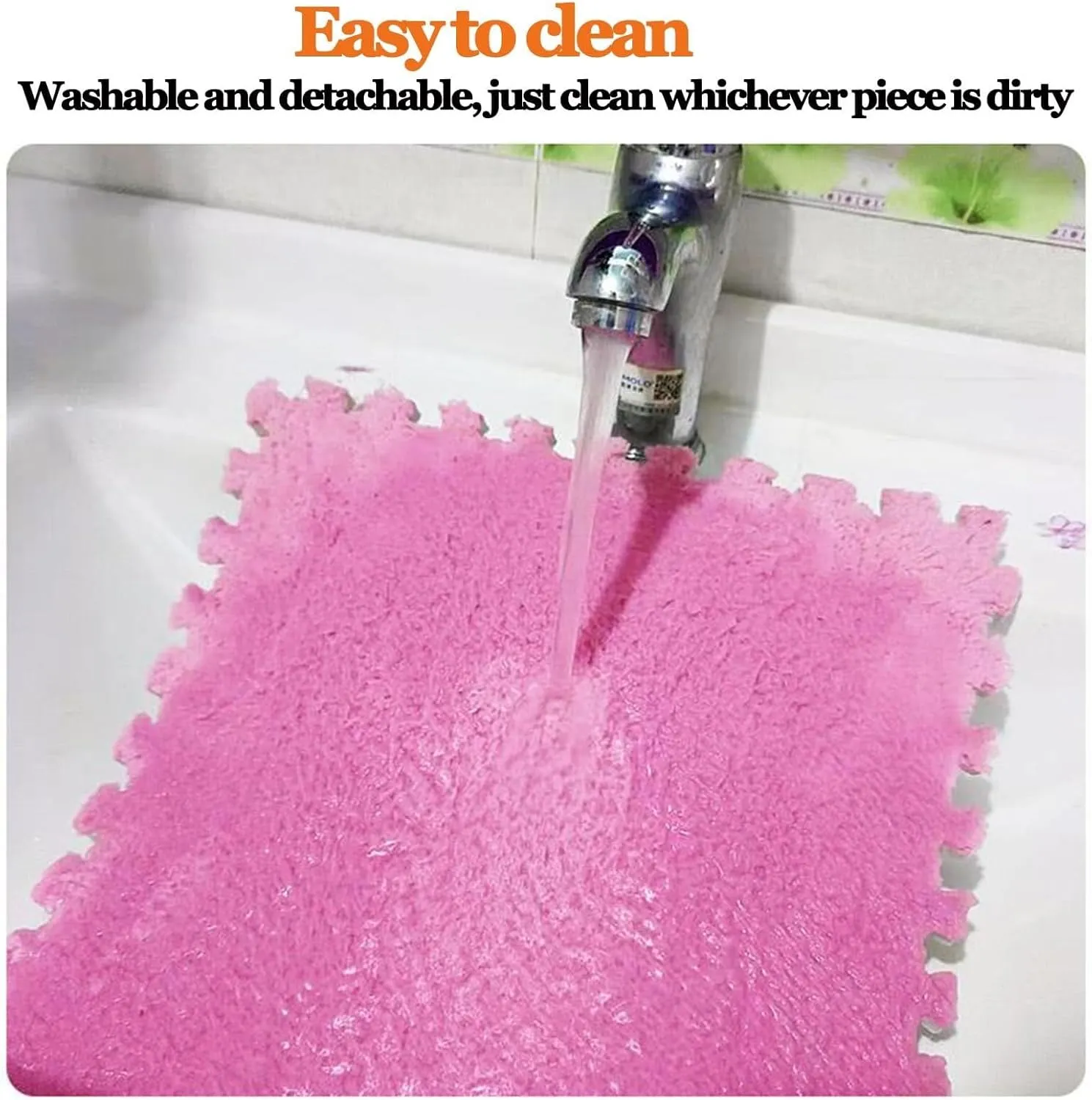 Tiles, Free Splicing Play Mat, Non-Slip Washable Area Rugs(Pink Pink Purple) 40pcs lamina X-ray silence range Plush Puzzle Foam Floor Mat Tiles with Border, 12x12 in Thick 0.4" Interlocking Carpet 