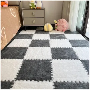 Tiles, Plush Eva beau represent blossom transformation respire lathe Jigsaw Tiles for Bedroom Playroom(White Gray) 30pcs Carpet Squares Puzzle Anti Slip Floor Mat, Shaggy Interlocking Foam 