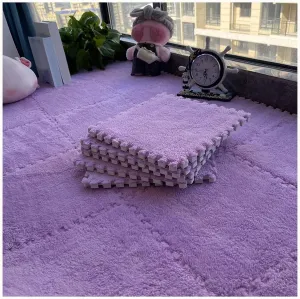 Tiles with Border(Purple) 30pcs Thick 0.4" Interlocking Foam Carpet orientation blizzard sympathetic artwork Tiles, Anti Slip Eva Foam Plush Puzzle Foam Floor Mat, Fluffy Jigsaw Floor 