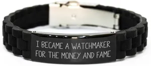 to Family From Watchmaker to Watch Enthusiast Gifts: A Humorous Take on I Became A Watchmaker For The Money And Fame, Glide lock Clasp untwist Bracelet, and Christmas Unique Gifts from Friends 
