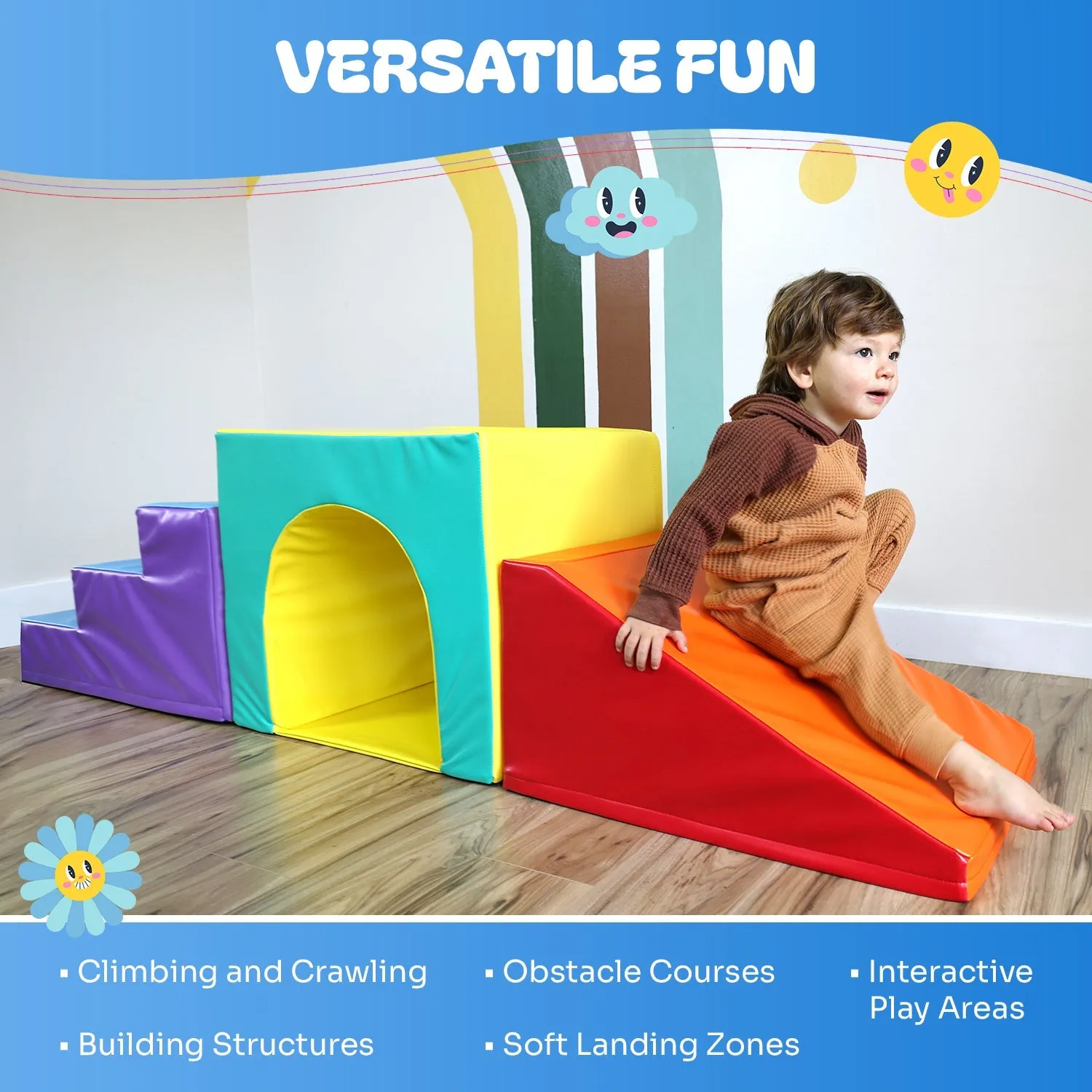 Toddler Climbing Toys - Soft Play Set for Kids (4 Pc Set) by New Bounce