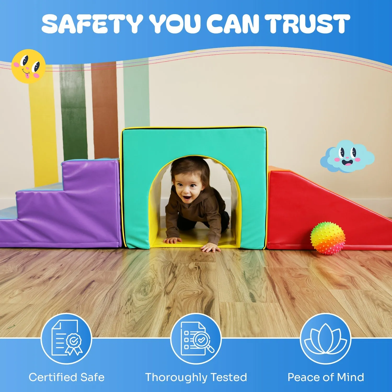 Toddler Climbing Toys - Soft Play Set for Kids (4 Pc Set) by New Bounce