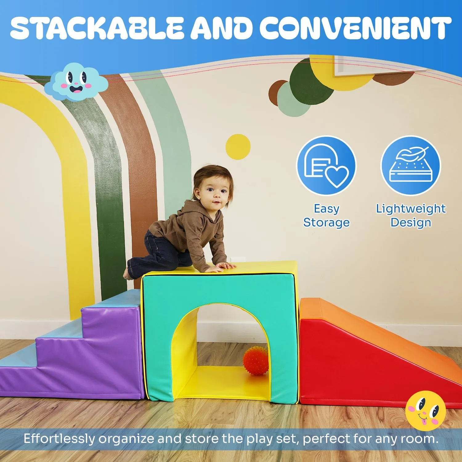 Toddler Climbing Toys - Soft Play Set for Kids (4 Pc Set) by New Bounce
