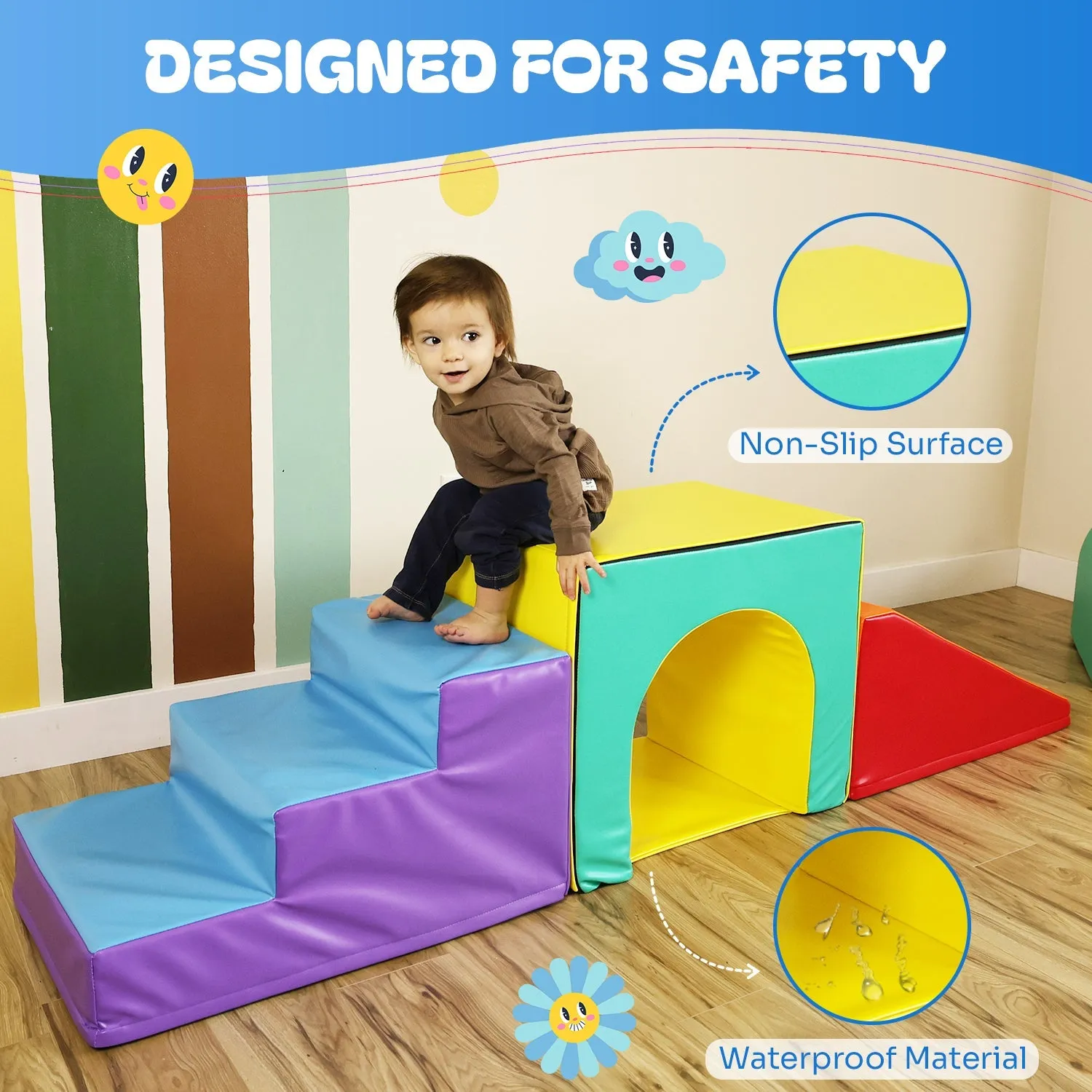 Toddler Climbing Toys - Soft Play Set for Kids (4 Pc Set) by New Bounce
