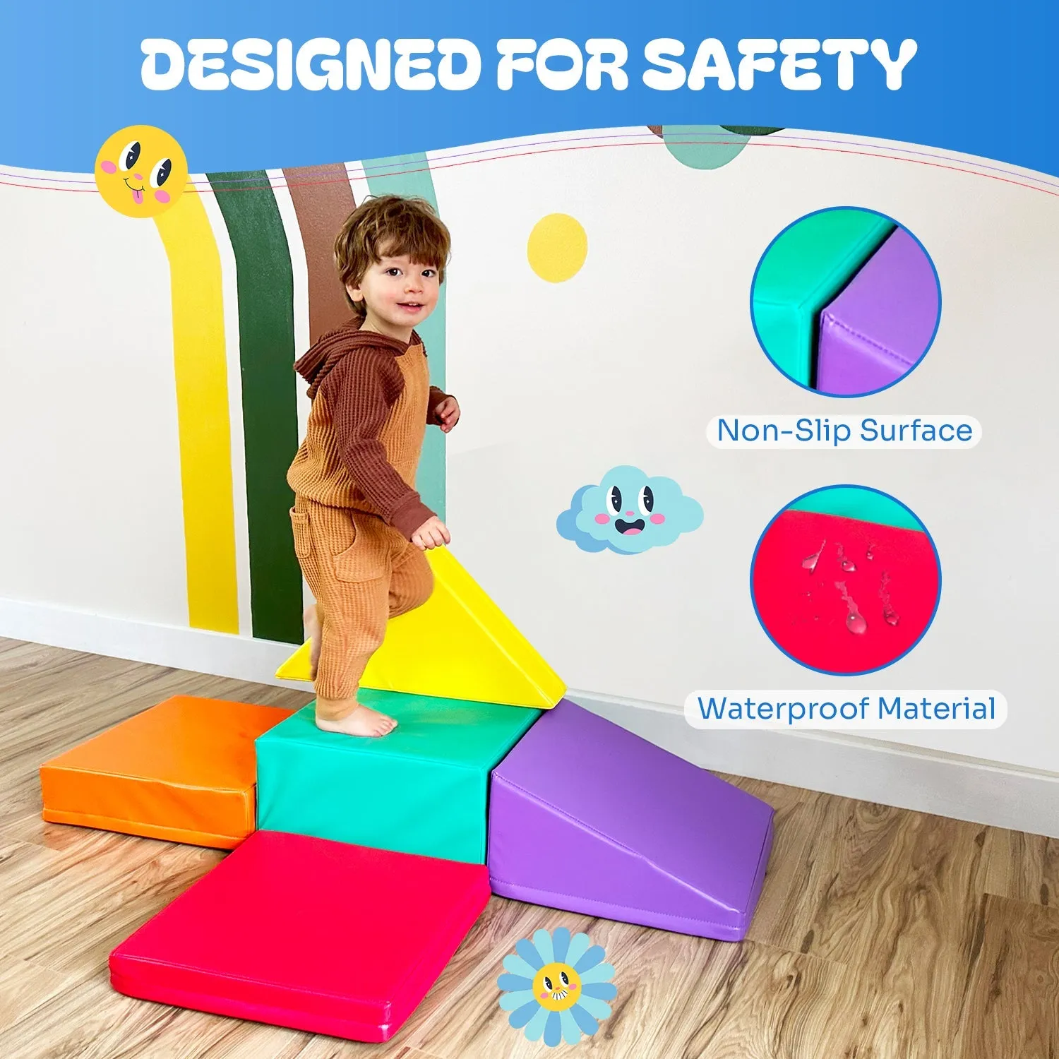 Toddler Climbing Toys - Soft Play Set for Kids (5 Pc Set) by New Bounce
