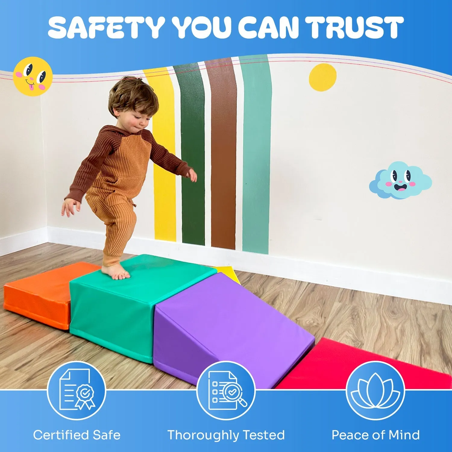 Toddler Climbing Toys - Soft Play Set for Kids (5 Pc Set) by New Bounce