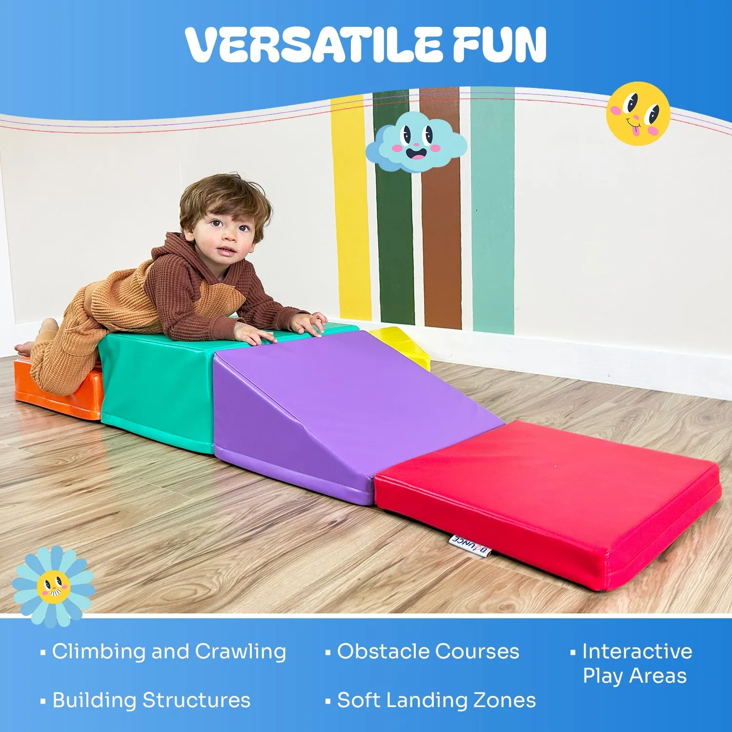 Toddler Climbing Toys - Soft Play Set for Kids (5 Pc Set) by New Bounce