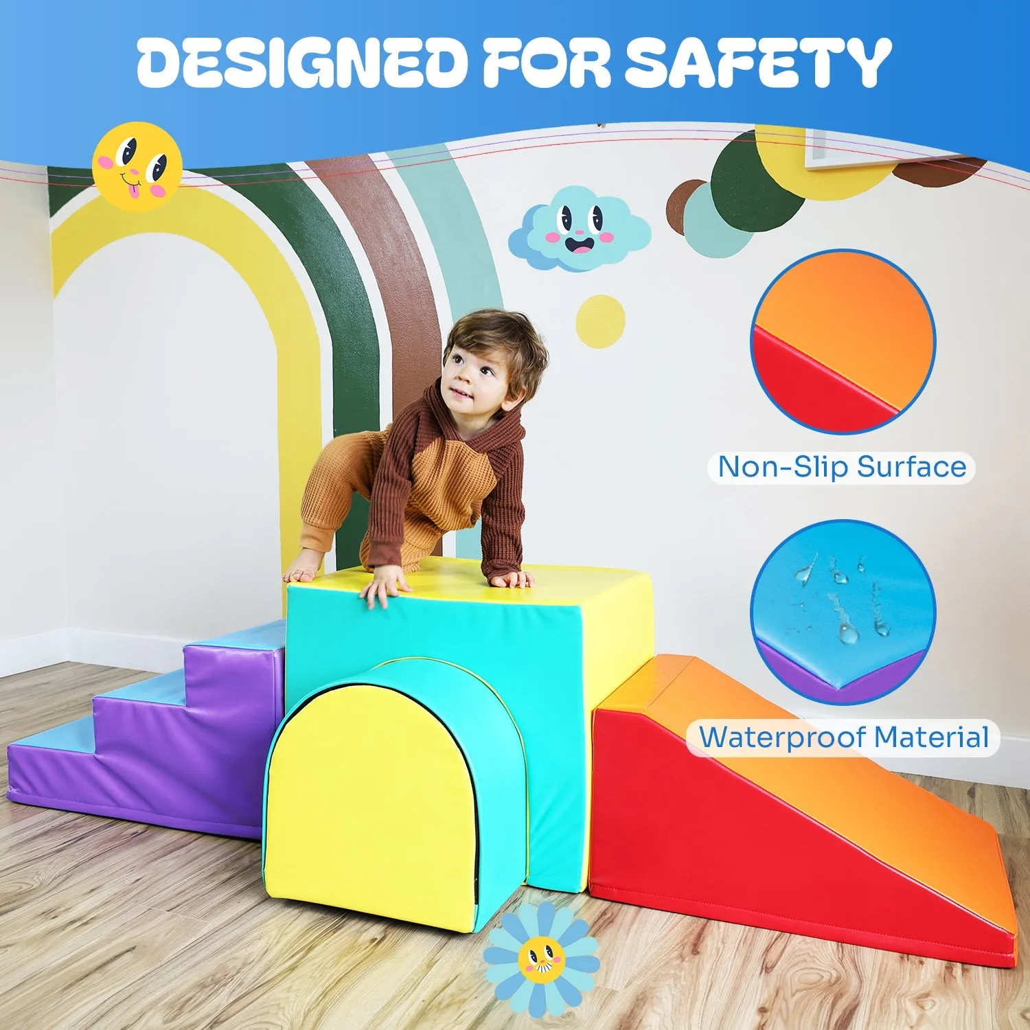 Toddler Climbing Toys - Soft Play Set for Kids (6 Pc Set) by New Bounce