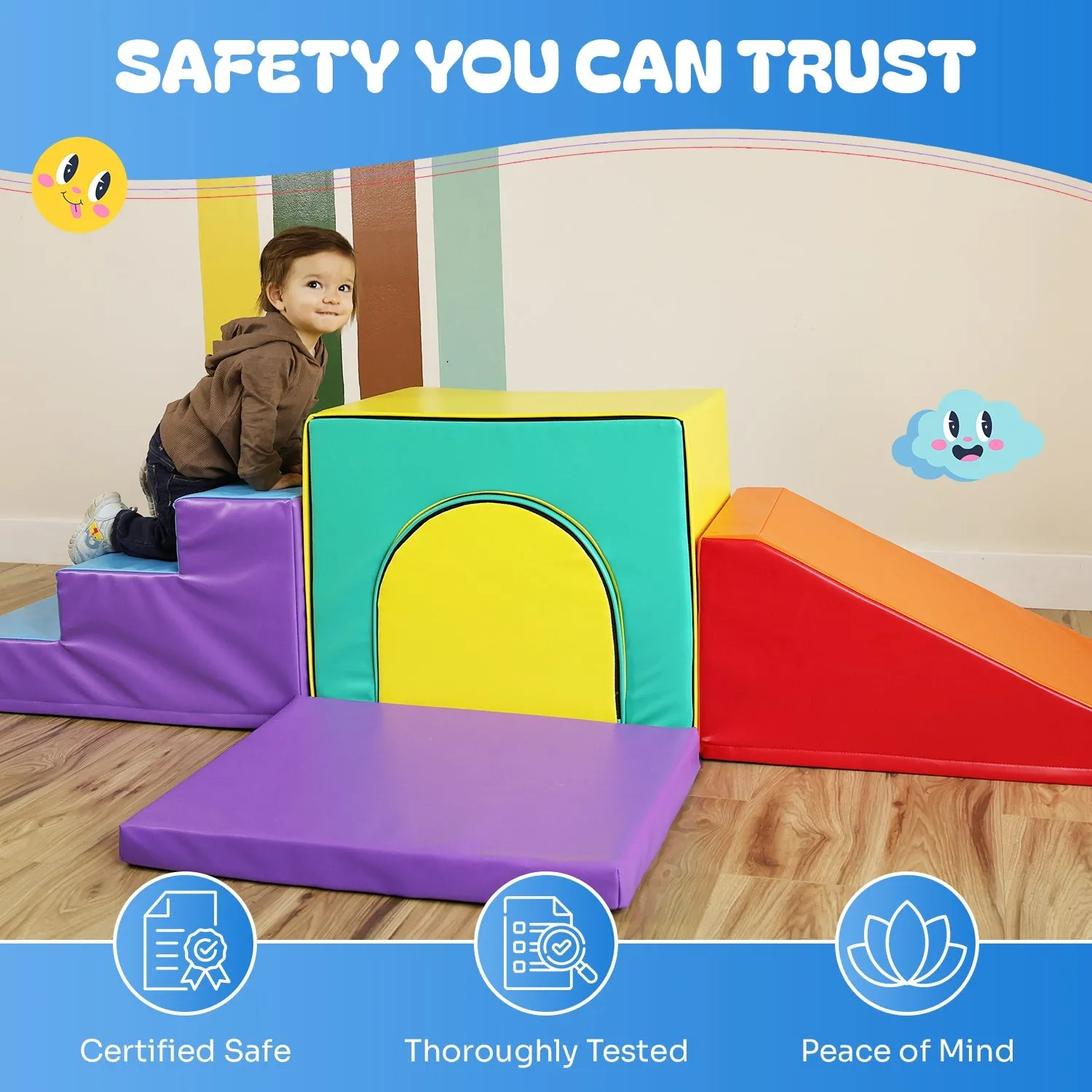 Toddler Climbing Toys - Soft Play Set for Kids (6 Pc Set) by New Bounce