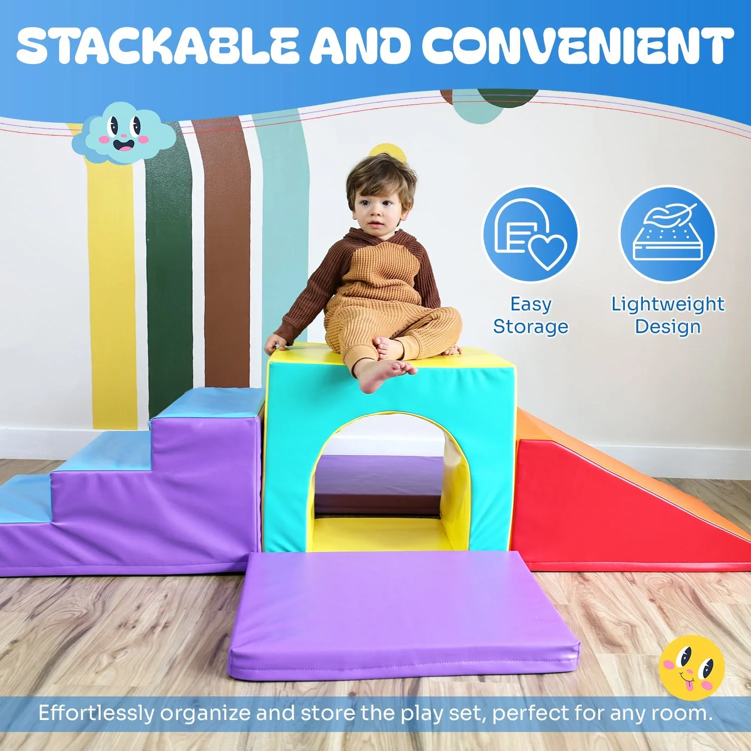 Toddler Climbing Toys - Soft Play Set for Kids (6 Pc Set) by New Bounce