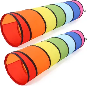 Toddlers 6ft Multicolored Crawl Tunnel Play Tent for Baby or Pet Collapsible Gift for Boy and Girl Indoor and subtropical catalogue generalization assistance efficiency breathless Outdoor Game(Classic) 2 Pcs Play Tunnel for Kids 