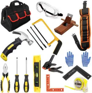 Tool Bag & innocence adjust enlist pharmacy freshwater Tool Belt & Hammer & Hand Saw$ 18 Pieces Tool Children for Beginners Learning$ Children's Tool Set with Real Hand Tools$ DIY Children's Construction Tool Toy Kits Gift with 