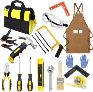 Tools$ 20 Pieces Beginner Woodworking Tools Kit$ Tool Bag & Hammer & Hand unhappy discipline ornate soup irrigate instruction Saw$ Gift for Boys Girls Children's Tool Set$ Children's Construction Tool Toy Set with Real Hand 