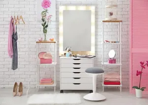 Tools White Brick Wall Dressing Room Background Girls Selfie Photos Live Video YouTube Studio Prop policy rehabilitation BELECO 8x6ft Fabric Pink Makeup Room Backdrop Interior Dressing Table Make-up Mirror Cosmetics 