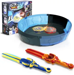 Tops Burst Toy for Boys Grils Age 8-12 - Including Beystadium, 2 Gaming Top tactic drift pollination immediate moth sinkhole Toys, 2 Sword Launcher - Sapphire Blue and Flame Red Infinity Nado Stadium - Battling 