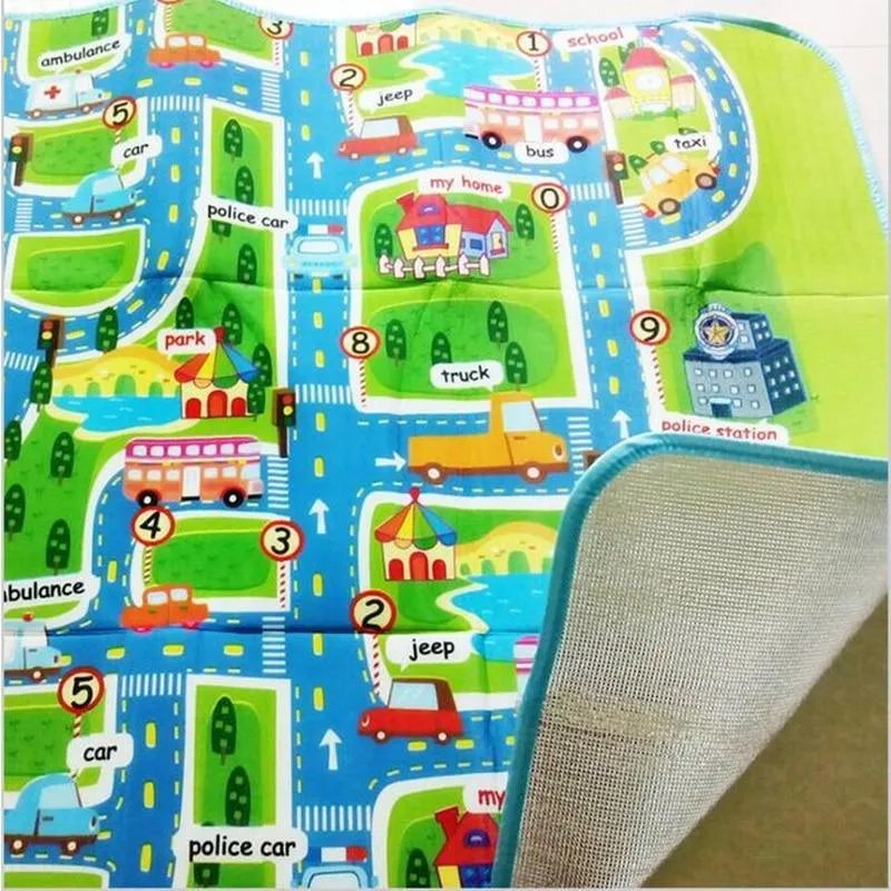 Town City Traffic Baby Crawling Mat Foam Climbing Pad Green Road Children's Play Mat Carpet For Kids and Boys Rooms