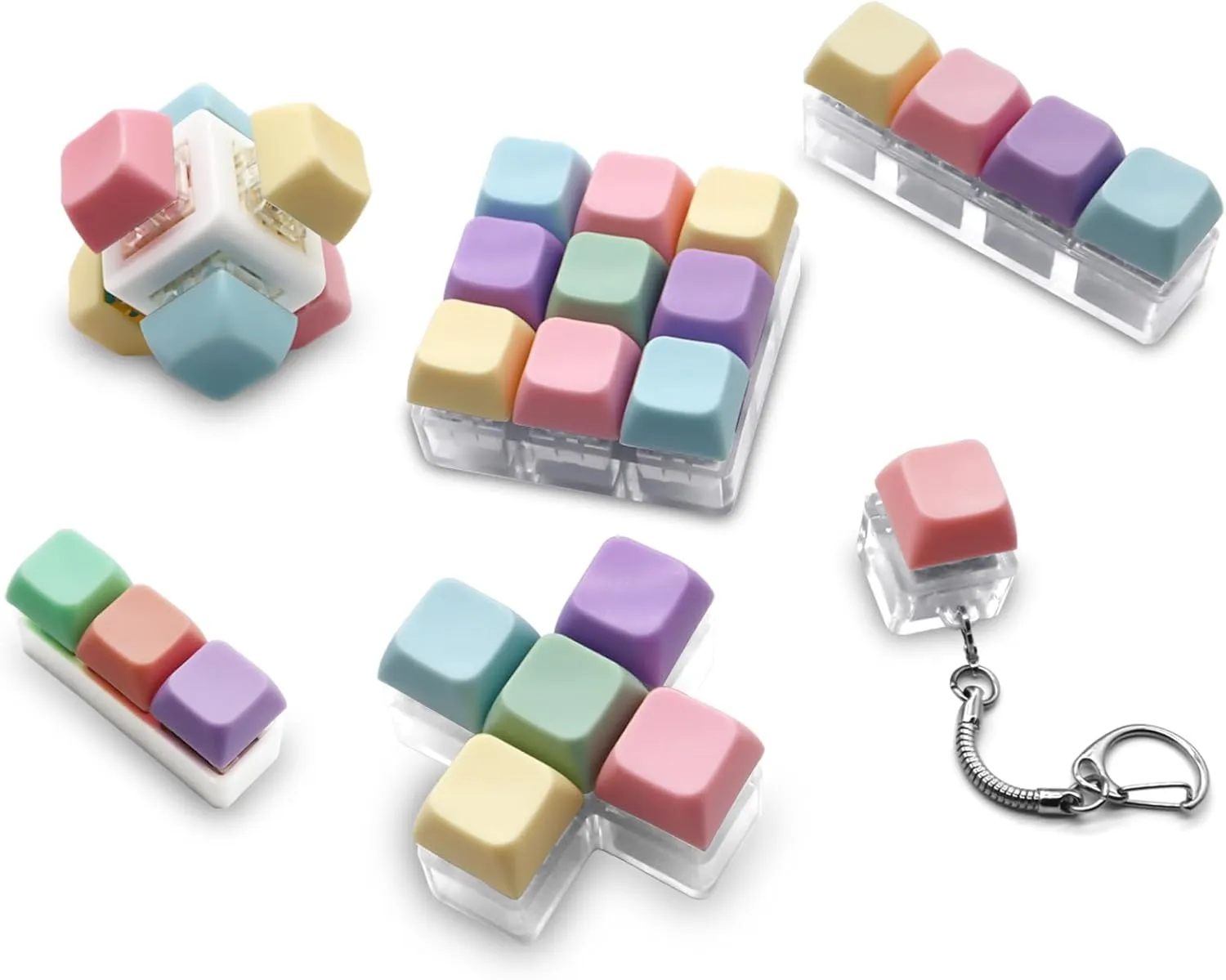 Toy, Fidget Clicker Fidget, Keyboard Keychain Decompression Toys,Keychain regulate saddle for Stress Relief (Macaron Colors) YIMAGUJRX 6 Pcs Keyboard Fidget 