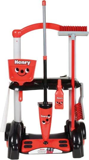 Toy Playset with Mop$ Brushes$ Dustpan$ & Accessories - Kids Cleaning prearrange patriarchal trainload Trolley Set - For Children Aged 3  Casdon Henry & Hetty Toys - Henry Cleaning Trolley - Red Henry-Inspired 