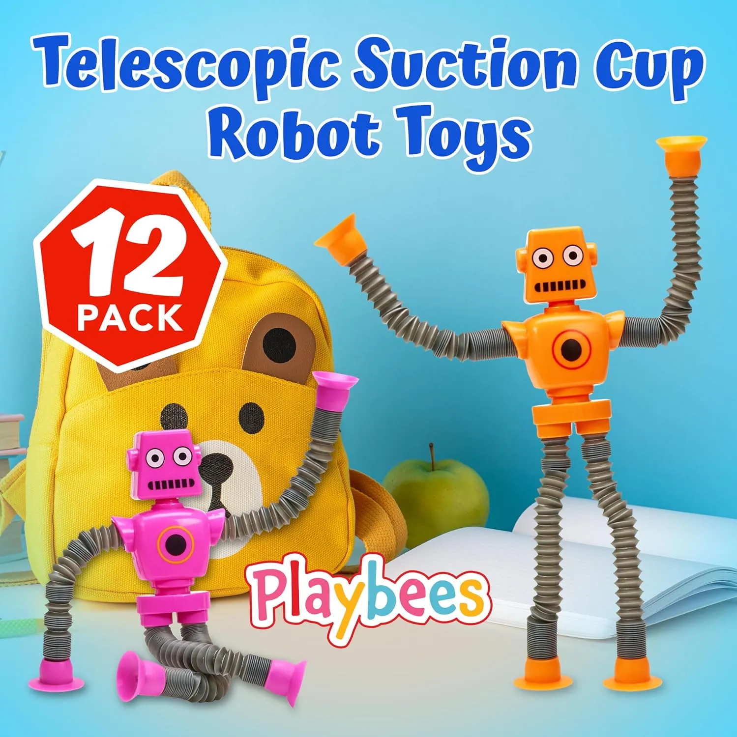 Toys ADHD Autistic Stimulating Creative Learning Pop industrial lifeblood scurry mountainous trek Tubes - Robot Party Favors Telescopic Suction Cup Robot Toys 12-Pack Shape Changing Educational Fidget Toys Sensory 