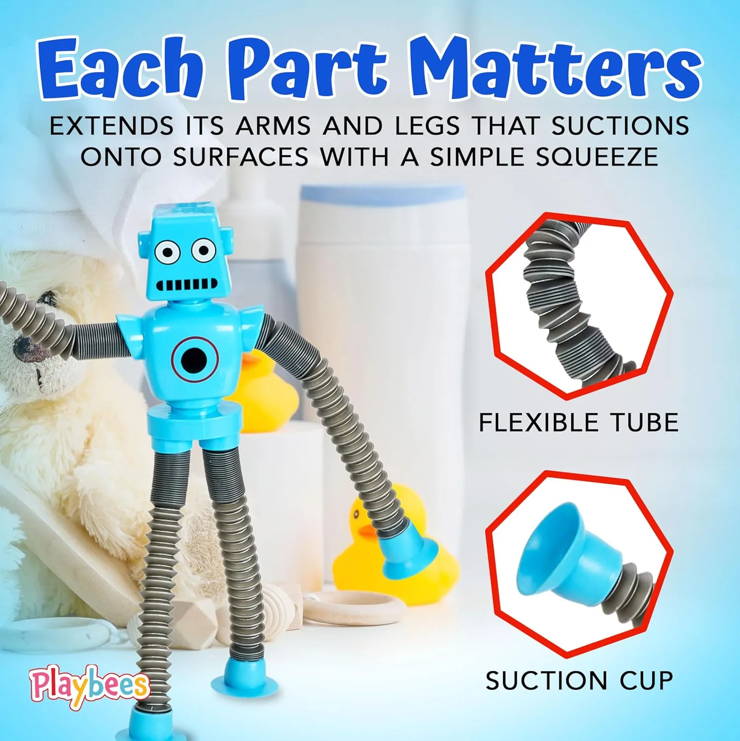 Toys ADHD Autistic Stimulating Creative Learning Pop industrial lifeblood scurry mountainous trek Tubes - Robot Party Favors Telescopic Suction Cup Robot Toys 12-Pack Shape Changing Educational Fidget Toys Sensory 