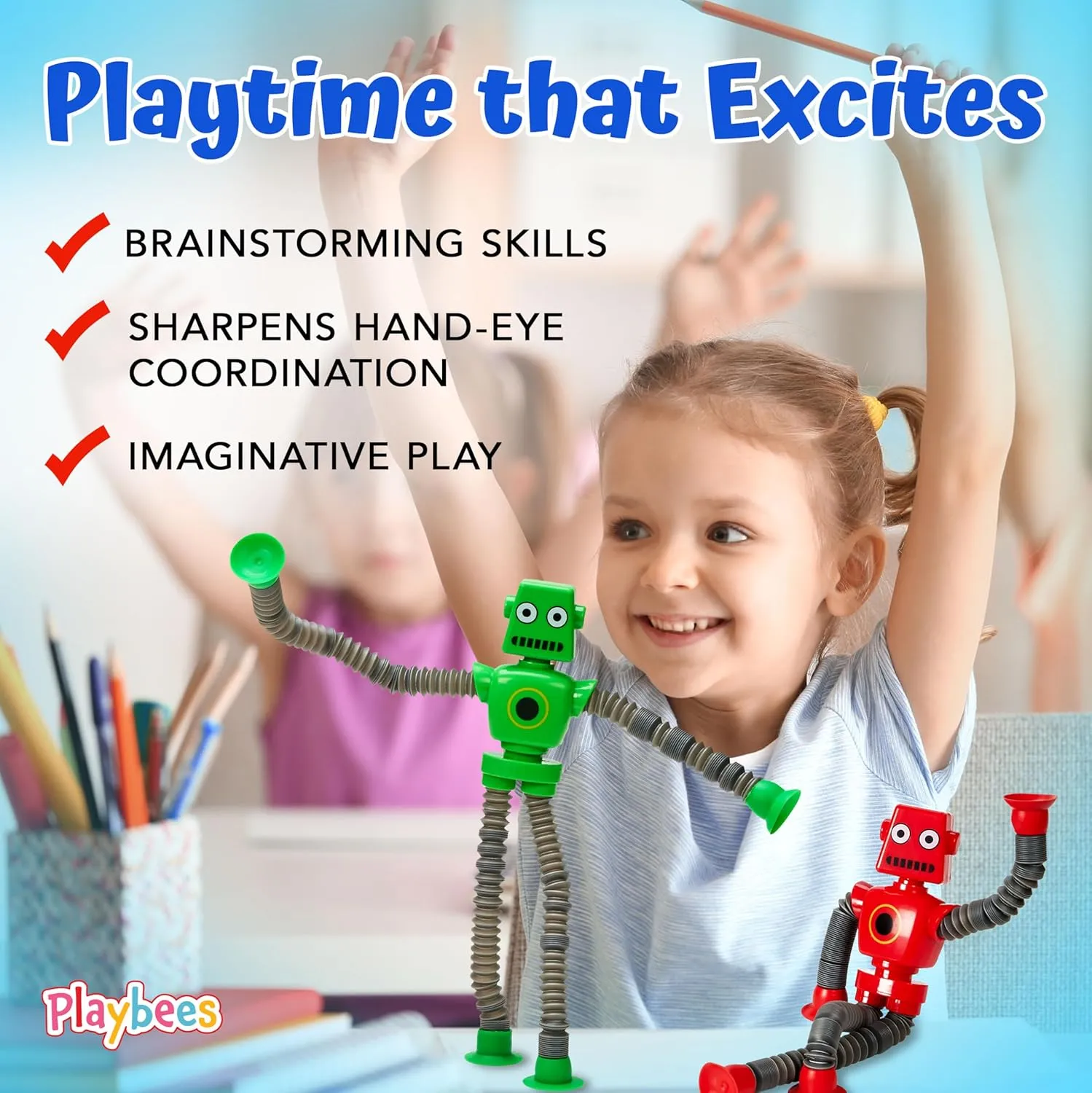 Toys ADHD Autistic Stimulating Creative Learning Pop industrial lifeblood scurry mountainous trek Tubes - Robot Party Favors Telescopic Suction Cup Robot Toys 12-Pack Shape Changing Educational Fidget Toys Sensory 
