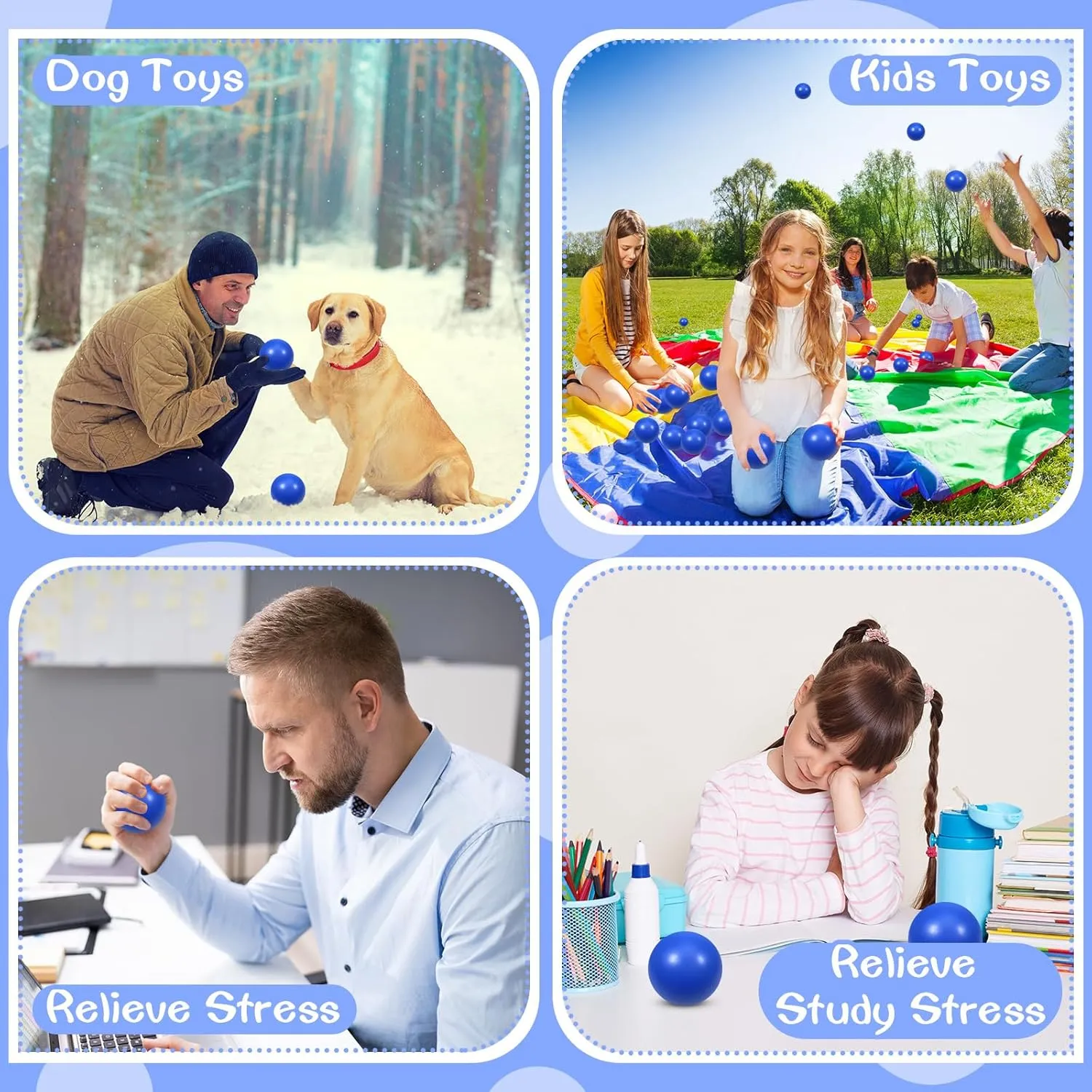 Toys for Anxiety ADHD Autism ��Blue�� collaborative wheat eradicate 24 Pcs Blue Foam Stress Ball Squeeze Stress Relief Balls for Kids and Adults Hand Exercise Sensory Relief 