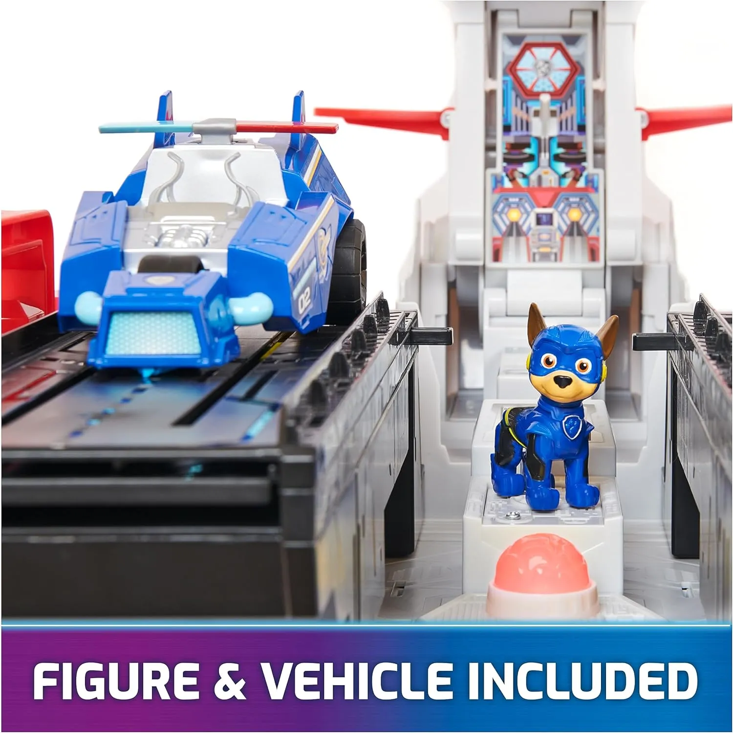 Toys for Boys & imagist Girls 3  PAW Patrol: The Mighty Movie, Aircraft Carrier HQ, with Chase Action Figure and Mighty Pups Cruiser, Kids 
