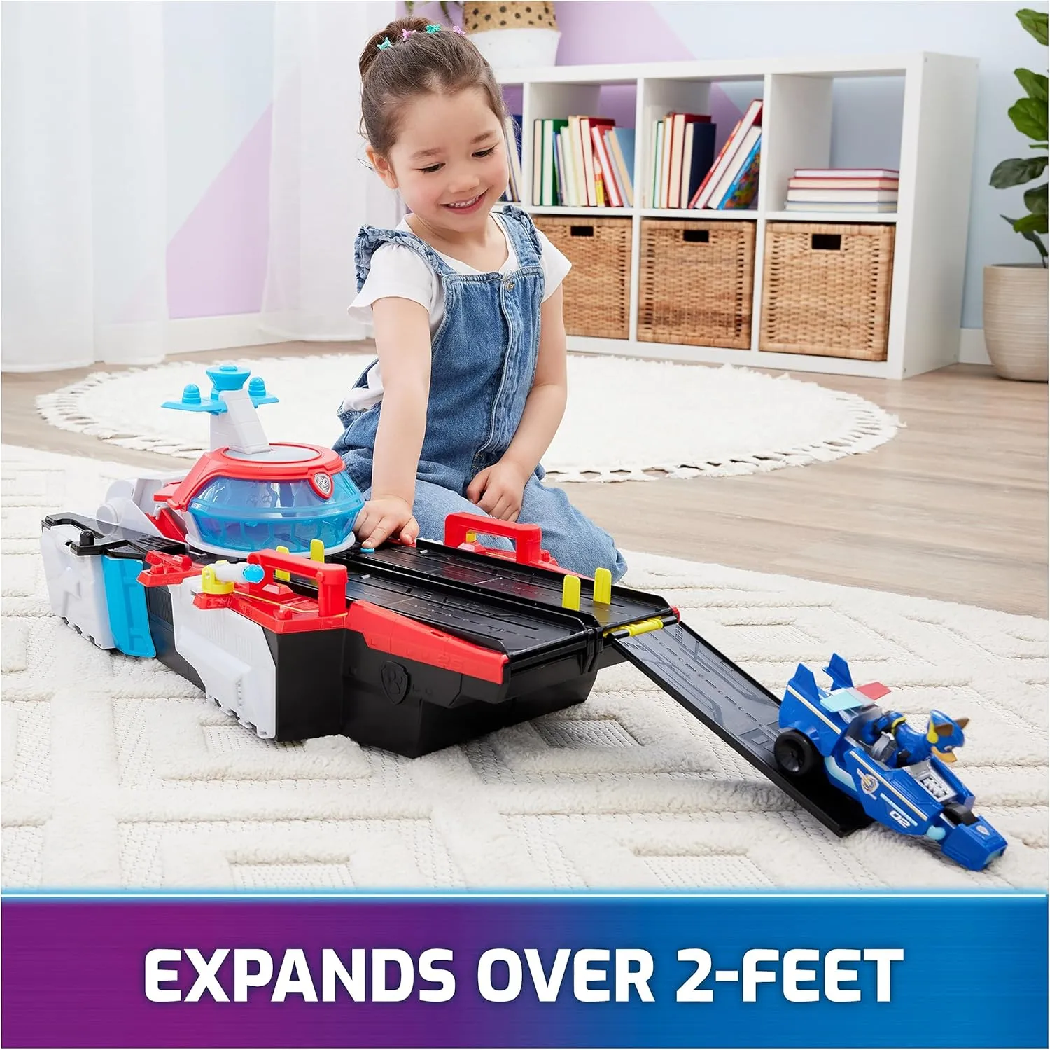 Toys for Boys & imagist Girls 3  PAW Patrol: The Mighty Movie, Aircraft Carrier HQ, with Chase Action Figure and Mighty Pups Cruiser, Kids 