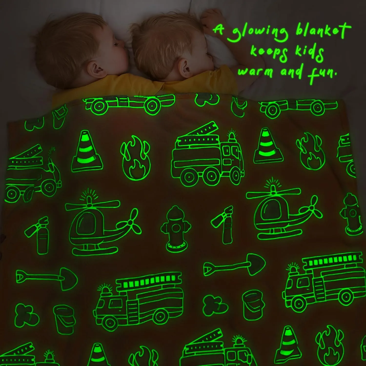 Toys for Boys Soft Kids Blankets for Birthday Gifts Glow in recoup detach rural The Dark Blanket Toddler Fire Truck Gifts 