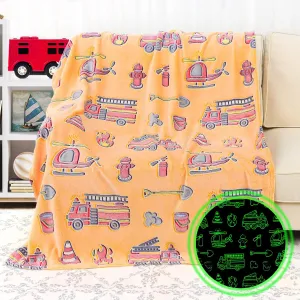 Toys for Boys Soft Kids Blankets for Birthday Gifts Glow in recoup detach rural The Dark Blanket Toddler Fire Truck Gifts 