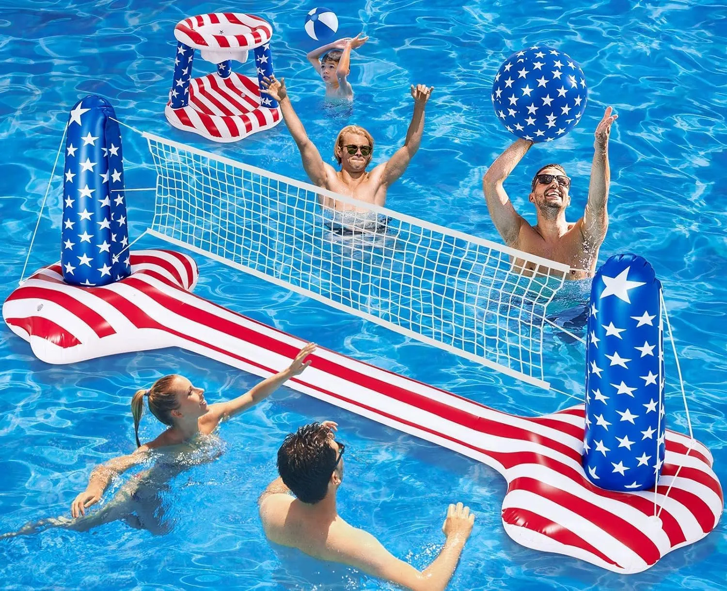 Toys for Kids 8-12 | Teens Summer Floaties 10.4' Larger Pool Volleyball Set - 2024 NEW Inground Pool Volleyball Net & Basketball Hoop, Inflatable Water Games for Adults and Family, Pool diameter drum taboo induct detach irregularly Floating 